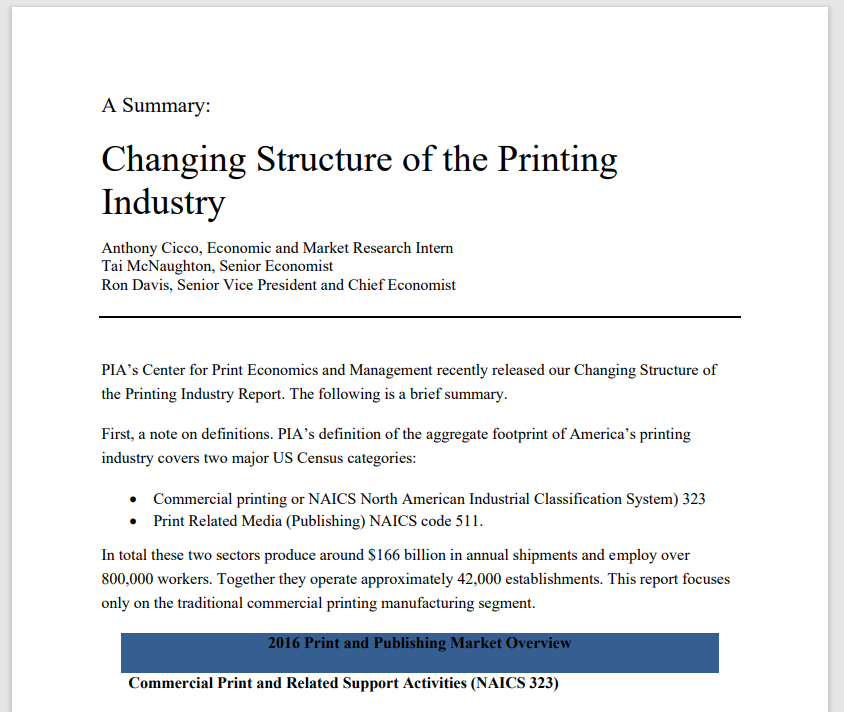 The Changing Structure of the Printing Industry